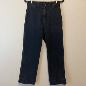 Loft black wide leg high waisted cropped jeans. Size 4 petite